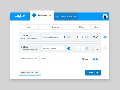 My Fonts. Payment Form. blue concept font form myfonts ndc2014 pay payment ui