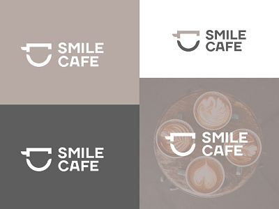 Smile Cafe branding concept caffè cup of coffee drinking happy logo a day smile smiley face