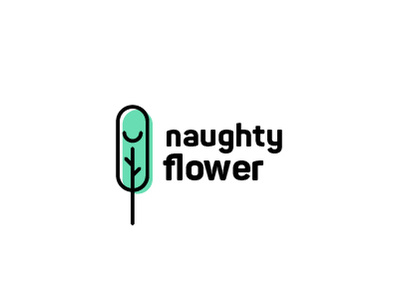 Naughty Flower Logo flower logo green logo a day rounded font