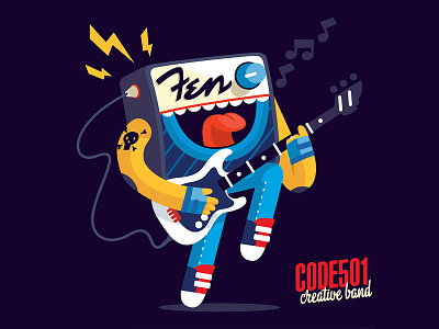 Rock Star! character code501 creative fender hop illustration logo logotype monster music rock speaker