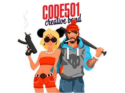 Code501 - Band bandit character code501 color gif girl logo logotype man