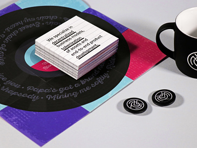 Print materials for MVP Workshop agency badge blockchain branding cup flyer graphic design identity print