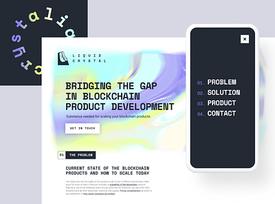 Liquid Crystal - Landing Page blockchain branding crystal development landing page liquid web design website