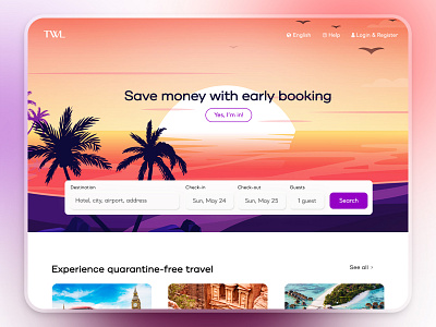 TWL - travel landing page design graphic design header landing page travel travel website ui ui design website website design