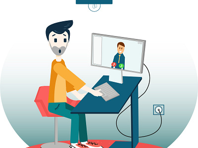 Man making a videocall adobe illustrator design flat illustration vector