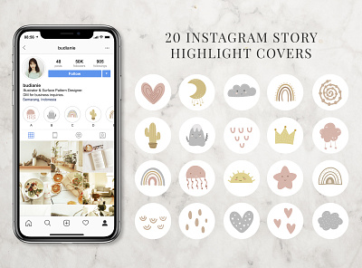 20 Instagram Highlight Covers for Kids cover design etsy etsy shop highlights icon illustration instagram instagram stories instagram template