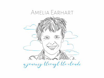 Amelia Earhart - A Journey Through The Clouds amelia earhart aviation aviation pioneer aviator disappear feat illustration pioneer visual communication women