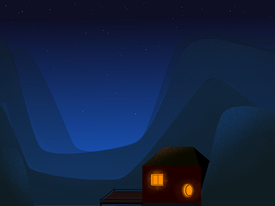 The Cévennes by night blue graphic design illustration illustrator krita landscape night