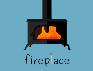 Fav' place at home blue clean design fireplace graphic design illustration krita warm winter