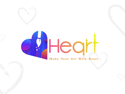 Heart+art art brush colors gredient heart illustrator logo shade