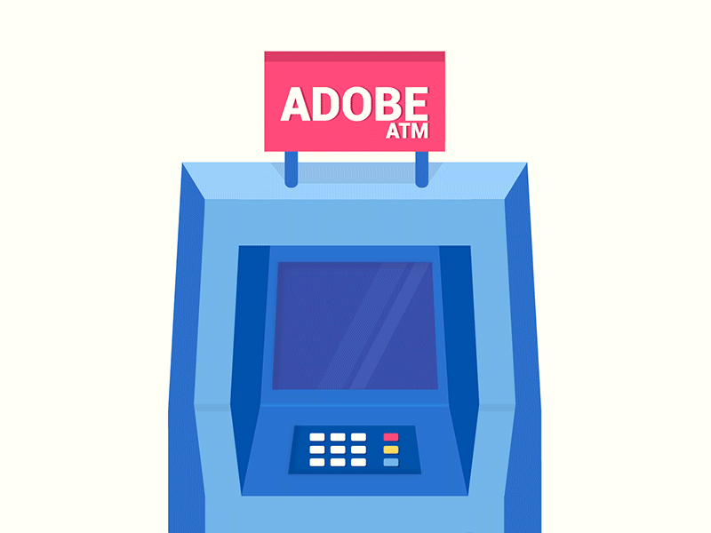 Adobe ATM Machine 2d adobe after effects animation atm machine design graphics money illustration new style software vector