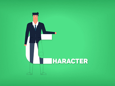 Character Text with 2d character graphic illustrator new style simple text