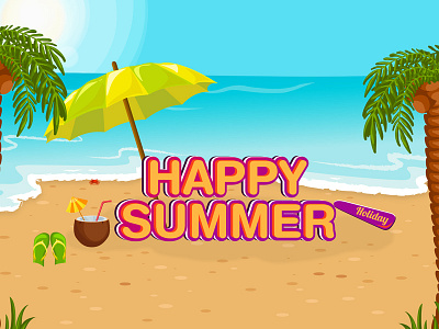 Happy Summer 2d beach summer design graphic illustration summer sunlight vector