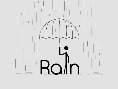 Rain Falling Simple illustration illsutration rain stroke summer text umbrella