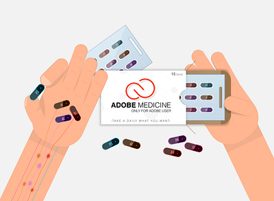 #Adobe#Medicine#User branding creative designs hands illustrations medicine simple vector