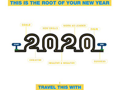 HAPPY NEW YEAR TO DRIBBBLE FAMILY 2020 calm creative goals healthy wealthy new root new skills new year points success thought travel work ad leader