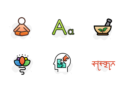 Yoga and Ayurved icons colors icons mobile sketch ui web