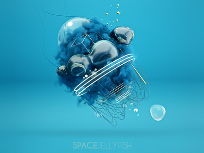 Space Jellyfish 3d abstract cinema4d colorful colors design fish graphic jelly minimal organic space