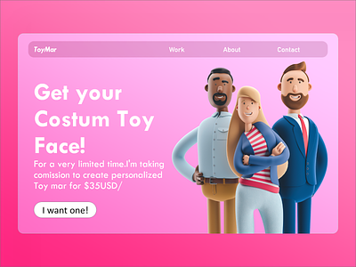 Costum Toy Market Web Design c4d illustraion market pink toy ui ux webdesign