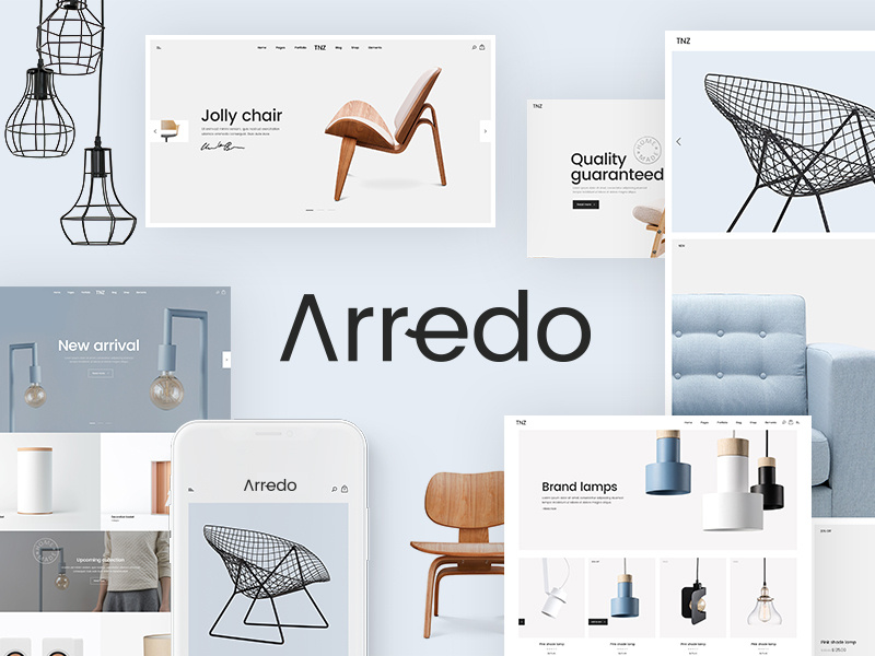 Arredo Clean Furniture Store modern trending responsive web layouts clean store app furniture elegant blue ui ux ordering woocomerce online shopping wordpress shop