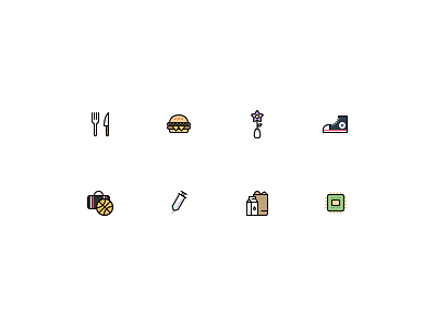 On-boarding iconography color delivery electronics hamburguer iconography icons onboarding shoes stuart