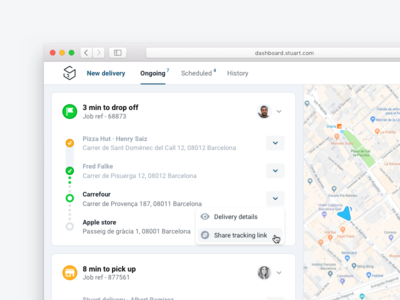 Track your delivery calendar concept dashboard deliver delivery on demand ongoing packages stuart timeline track ui