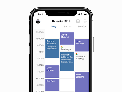 Schedule calendar design event exercise fitness ios meet up personal trainer schedule ui