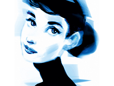 Look of Audrey audrey blue fast painting hupburn portrait