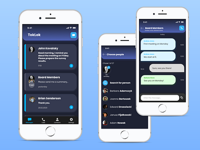 Mobile messenger - group conversation choose dark mode list message app messager messages mobile app new message talk bubble