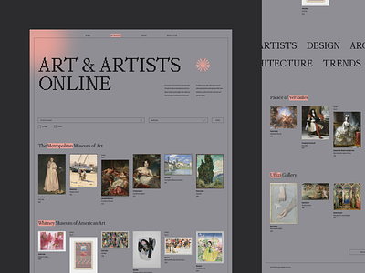 Website Online Museums design interface promo typography ui ux website