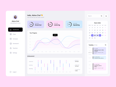 Language School Dashboard app clean dashboard design fireart studio interface minimal ui ux web