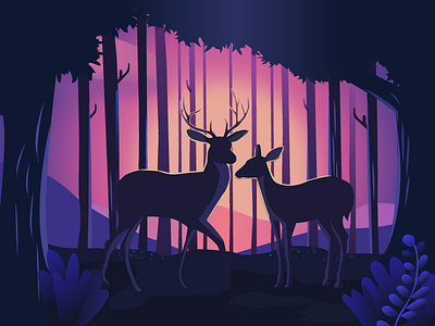 Deer in the dusk