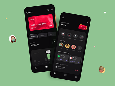 Payment Application app application button card credit dark dashboard design home icon menu minimal mode onboarding payment profile tab theme ui ux