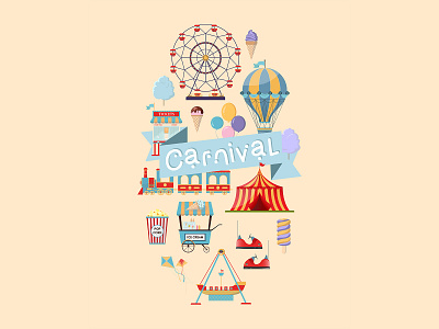 Carnival amusement park banner colorful design flat flyer graphic design illustration minimal vector