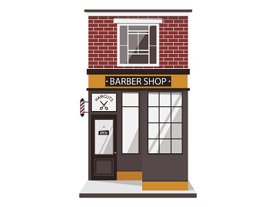 Street building facade of barbershop flat illustration store front vector