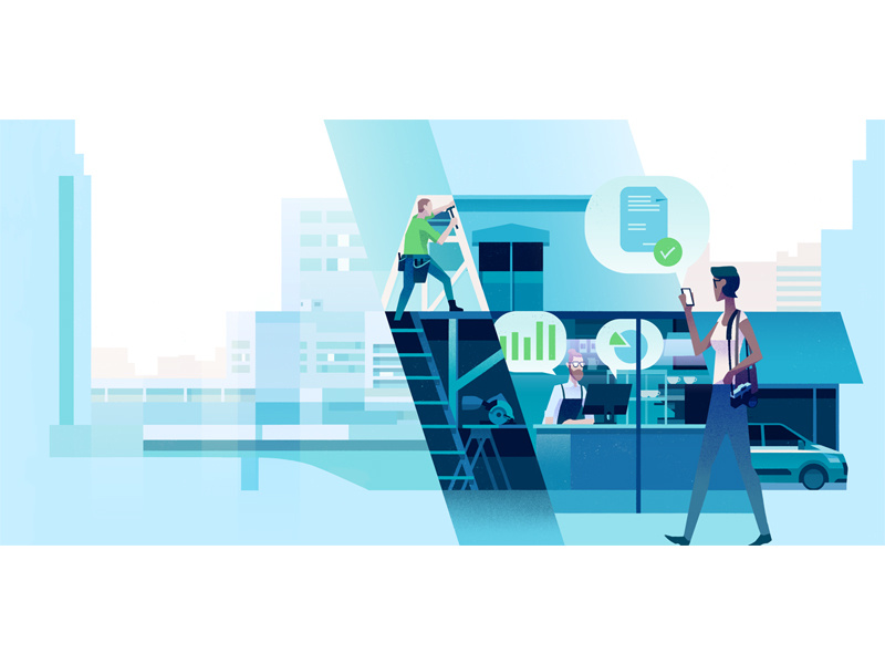 Debitoor Website header commerce green blue business finance
