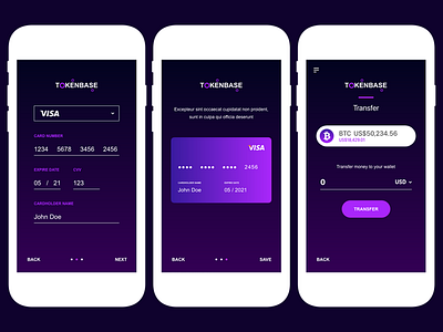 Crytocurrency App - Card Details & Transfer