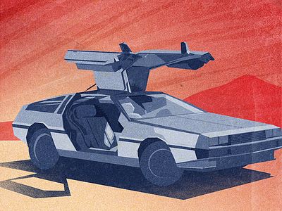 Deloreans are wicked cool! blue car cars delorean grain illustration illustrations noise photoshop red