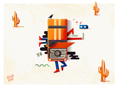 Fixer Upper bird cacti cactus car editorial friends illustration mechanic music photoshop snake