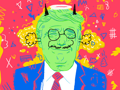 Trump'd in the face! 2016 blue cartoon donald trump funny grafitti green illustration red trump yellow