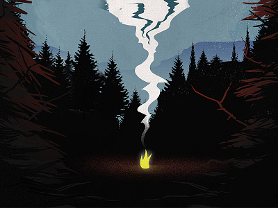 Meteors / Firewords Quarterly camping editorial fire firewords illustration meteors mountains photoshop story