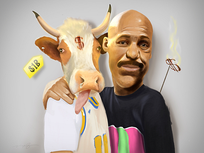 Lavar Ball and his Cash Cow kid basketball branding caricature cows illustration lavarball ncaa portrait ucla