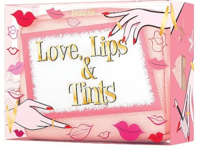 Love, Lips & Tints Makeup Set 1950s beauty branding cosmetics design gold foil hands illustration long nails makeup mua packaging retro