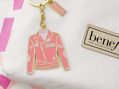 Girl Gang Jacket Keychain acessories beauty branding brows design designer illustration keychain lashes leather jacket makeup merch packaging pink retro