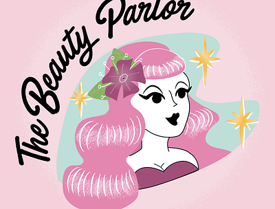 The Beauty Parlor Logo beauty branding design designer illustration logo makeup mid century pinup retro salon vector