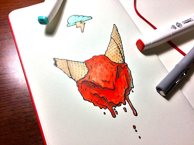 Evil ice cream art doodle drawing graphic illustration painting