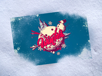 winter christmas cute december design grunge illusign illustration lettering postcard snowflakes snowman winter