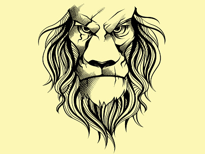 serious angry detailed illustration lion locks
