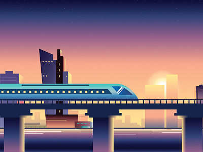 Retro futuristic development evening futuristic illustration retro