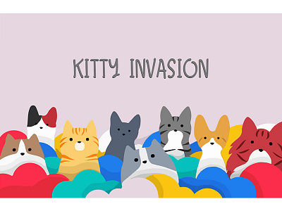 Kitty Invasion design flat illustration